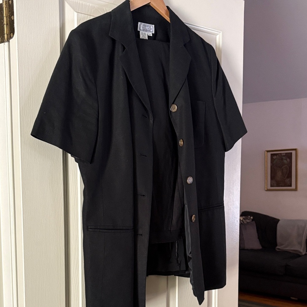 Woman’s black summer pant suit